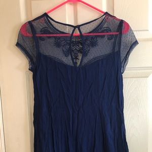Blue Dress with Lacy neckline